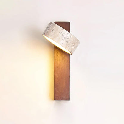 Esk - Wandlamp Travertin en Hout Japandi
