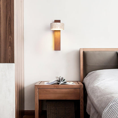 Esk - Wandlamp Travertin en Hout Japandi