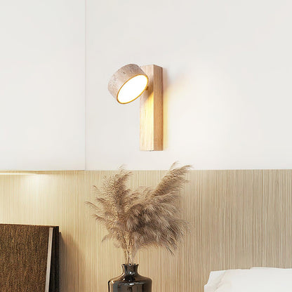 Esk - Wandlamp Travertin en Hout Japandi