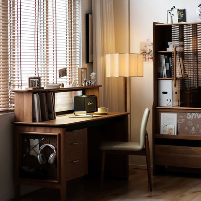 Solva - Houten Vloerlamp met Stoffen Kap