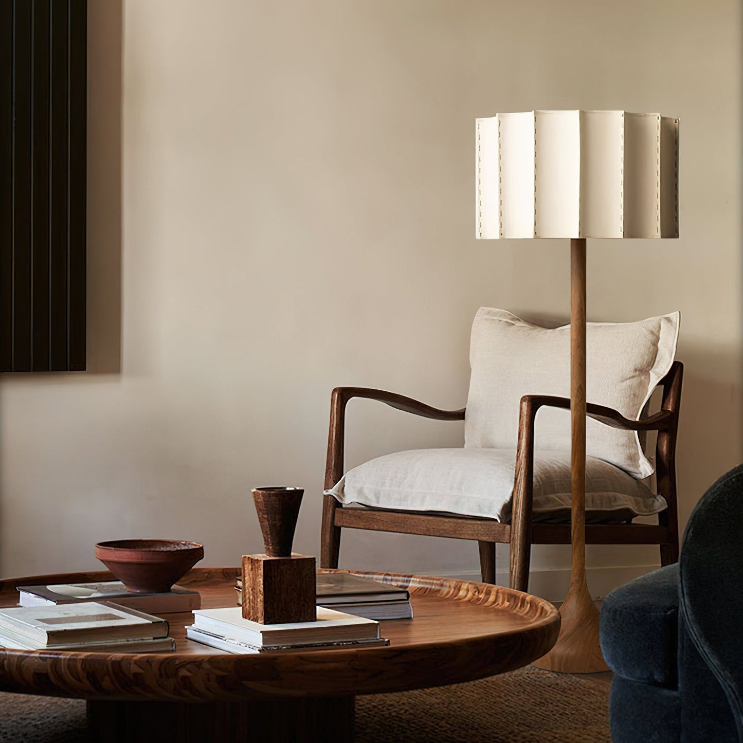 Solva - Houten Vloerlamp met Stoffen Kap