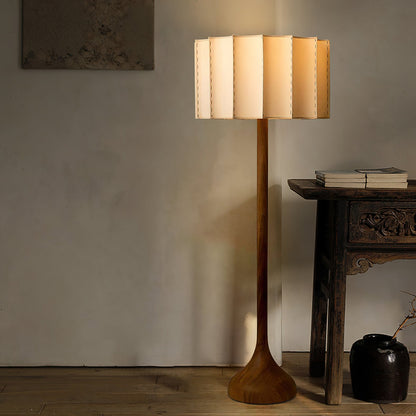 Solva - Houten Vloerlamp met Stoffen Kap