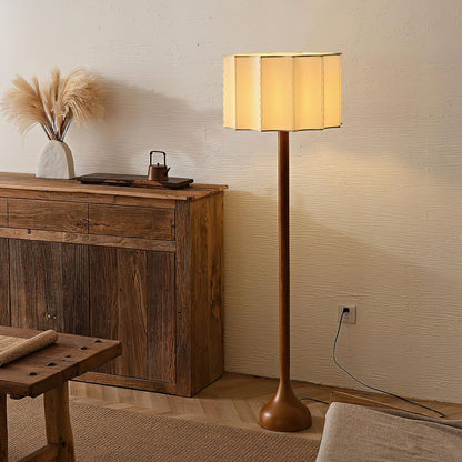Solva - Houten Vloerlamp met Stoffen Kap