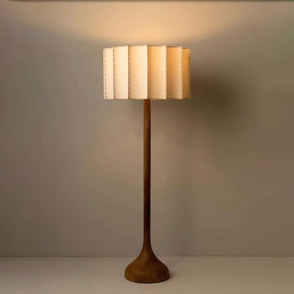 Solva - Houten Vloerlamp met Stoffen Kap