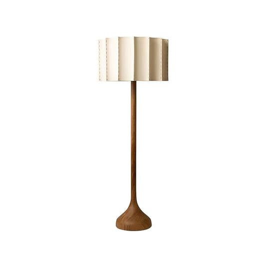 Solva - Houten Vloerlamp met Stoffen Kap