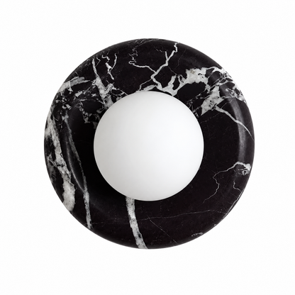 Hilde - Natuursteen Wandlamp Rond met Glazen Bol