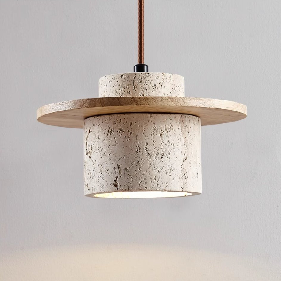 Evin - Travertijn Hanglamp met Hout