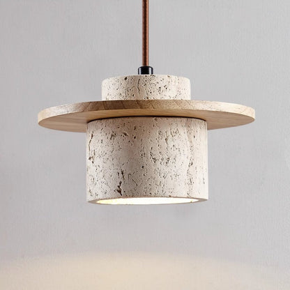 Evin - Travertijn Hanglamp met Hout