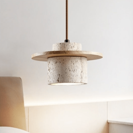 Evin - Travertijn Hanglamp met Hout