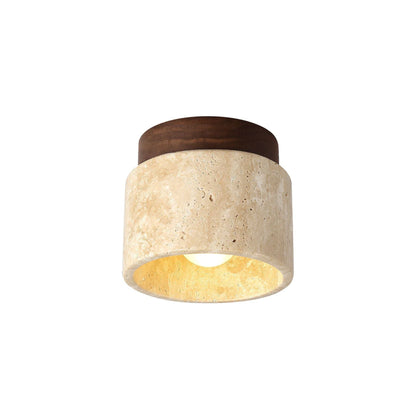 Ivalo - Travertin Cilinder Plafondlamp
