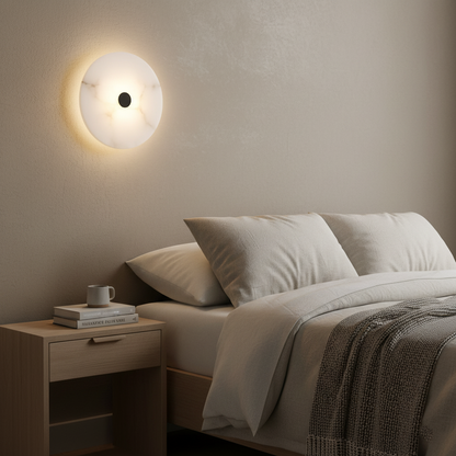 Lunis – Alabaster LED Wandlamp Rond