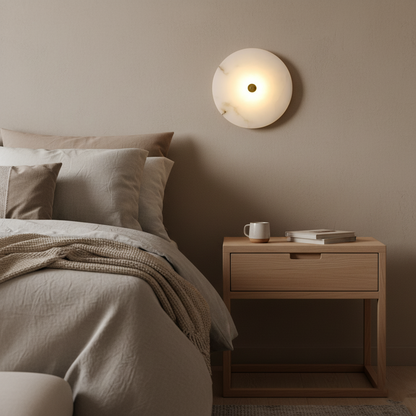 Lunis – Alabaster LED Wandlamp Rond