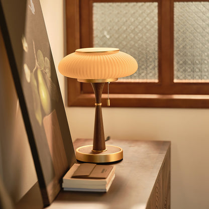 Eira - Japandi Retro Tafellamp met Ribbelglas