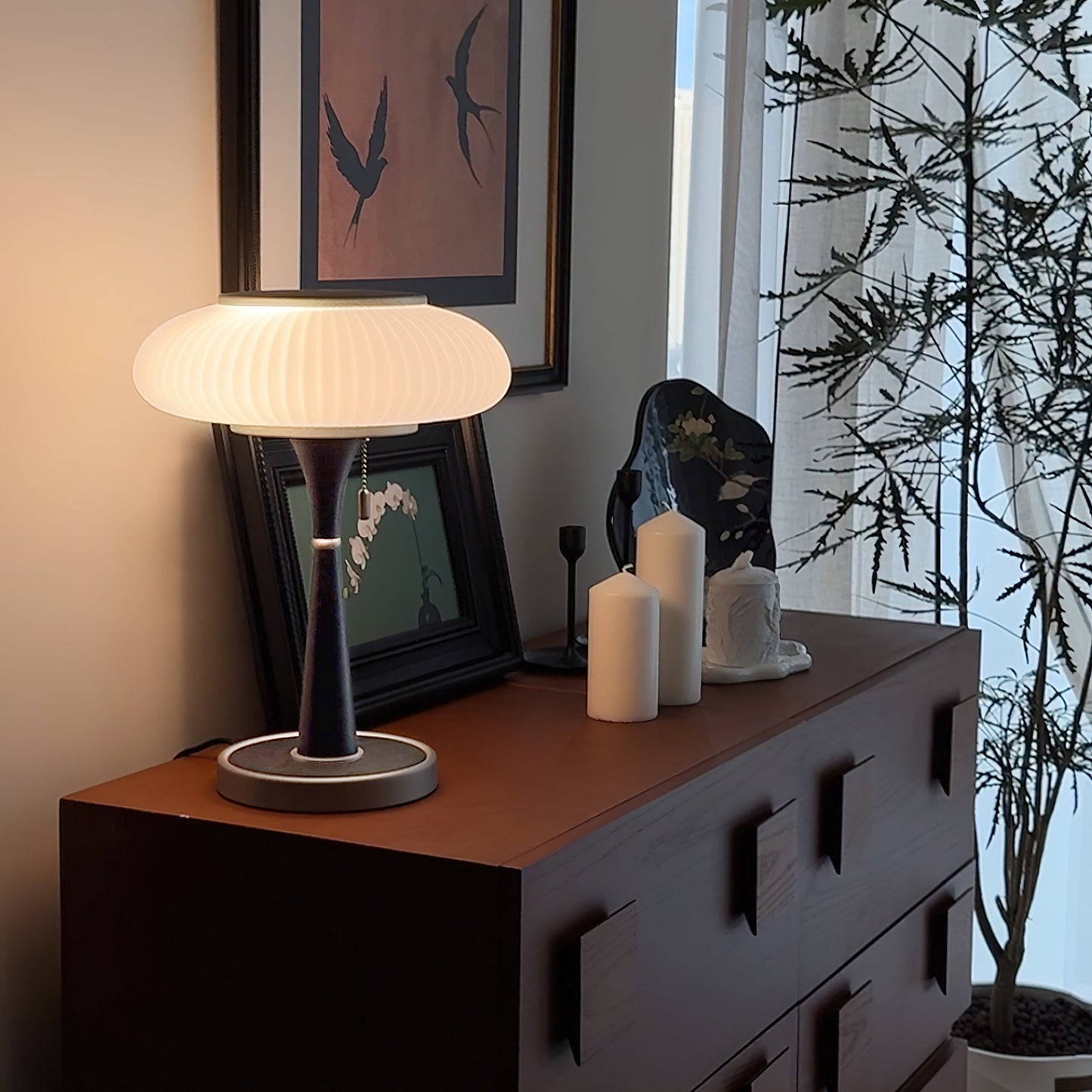Eira - Japandi Retro Tafellamp met Ribbelglas