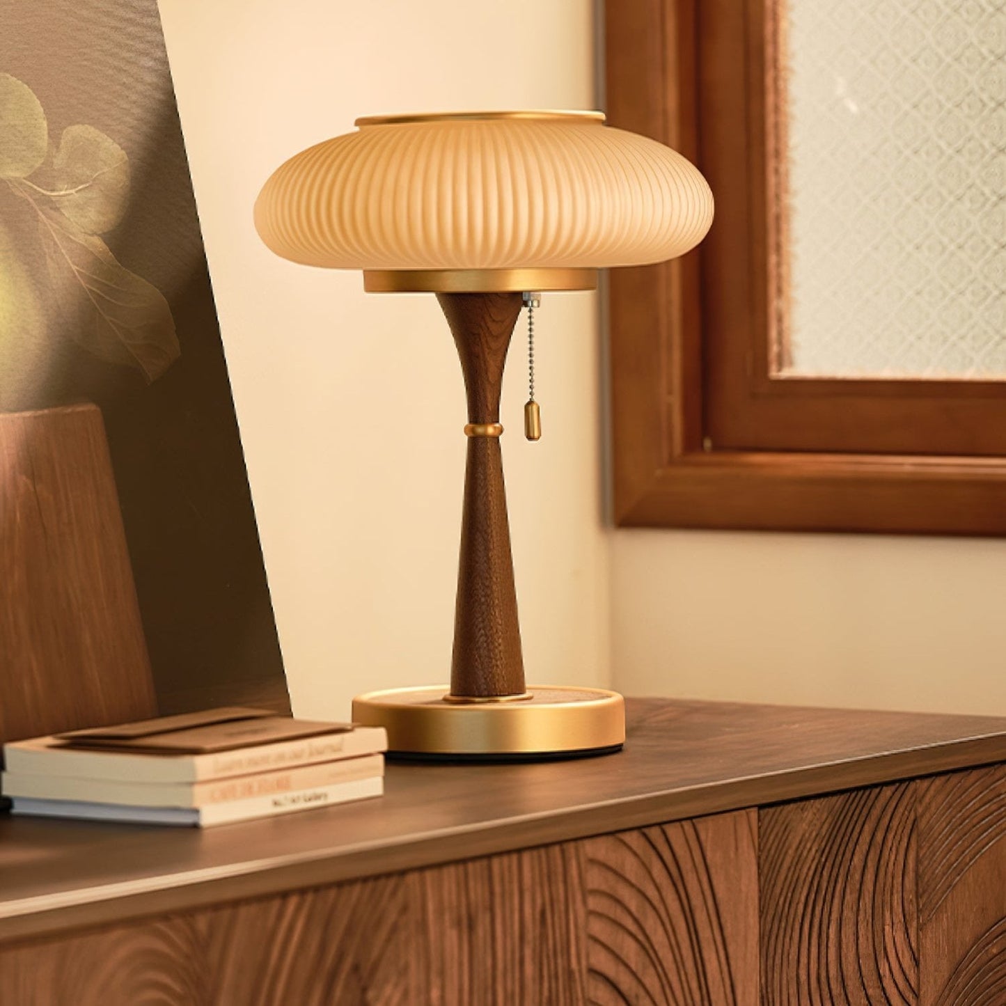 Eira - Japandi Retro Tafellamp met Ribbelglas