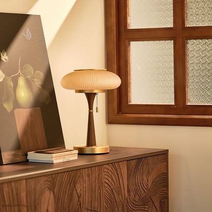 Eira - Japandi Retro Tafellamp met Ribbelglas