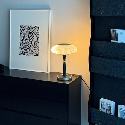 Eira - Japandi Retro Tafellamp met Ribbelglas