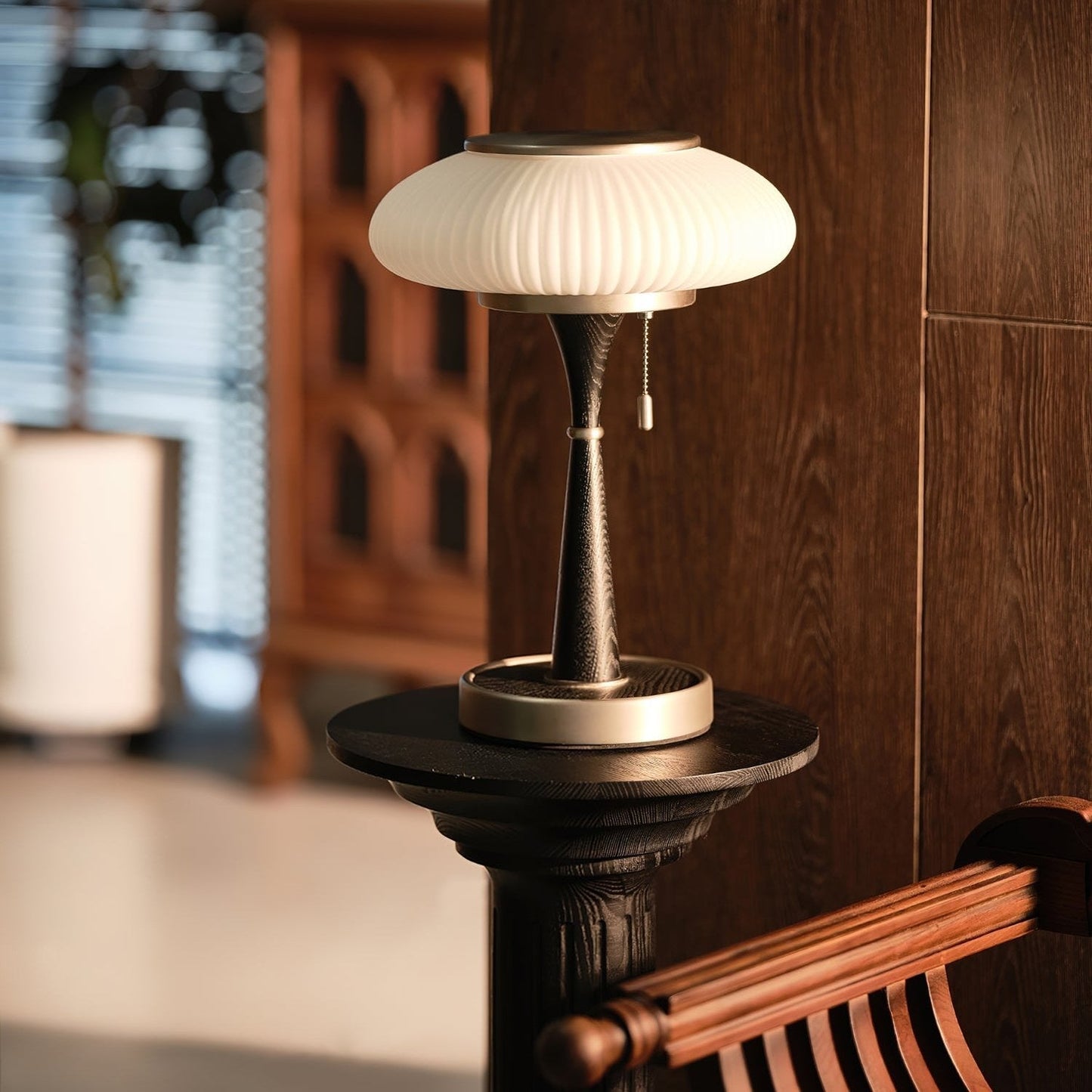 Eira - Japandi Retro Tafellamp met Ribbelglas