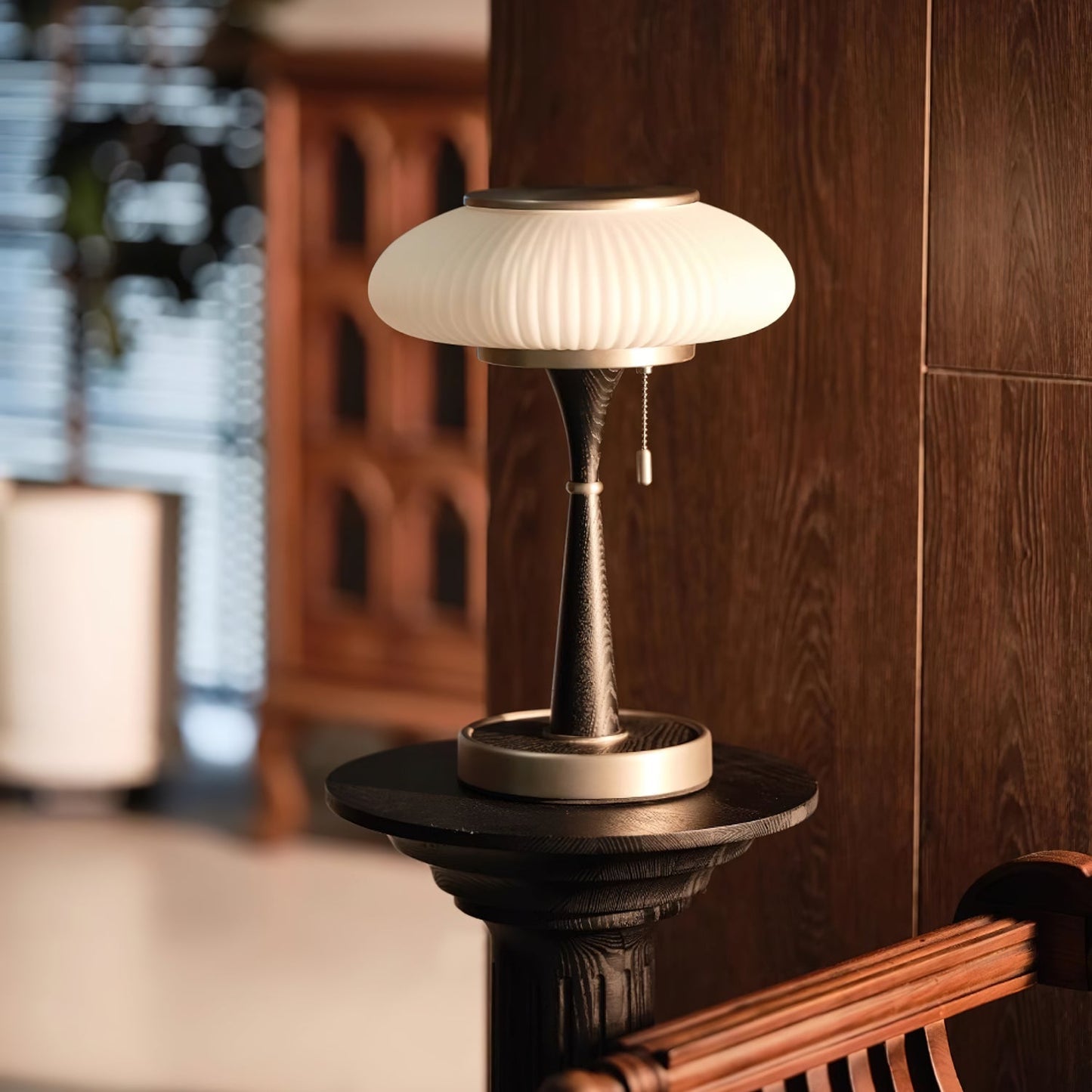 Eira - Japandi Retro Tafellamp met Ribbelglas