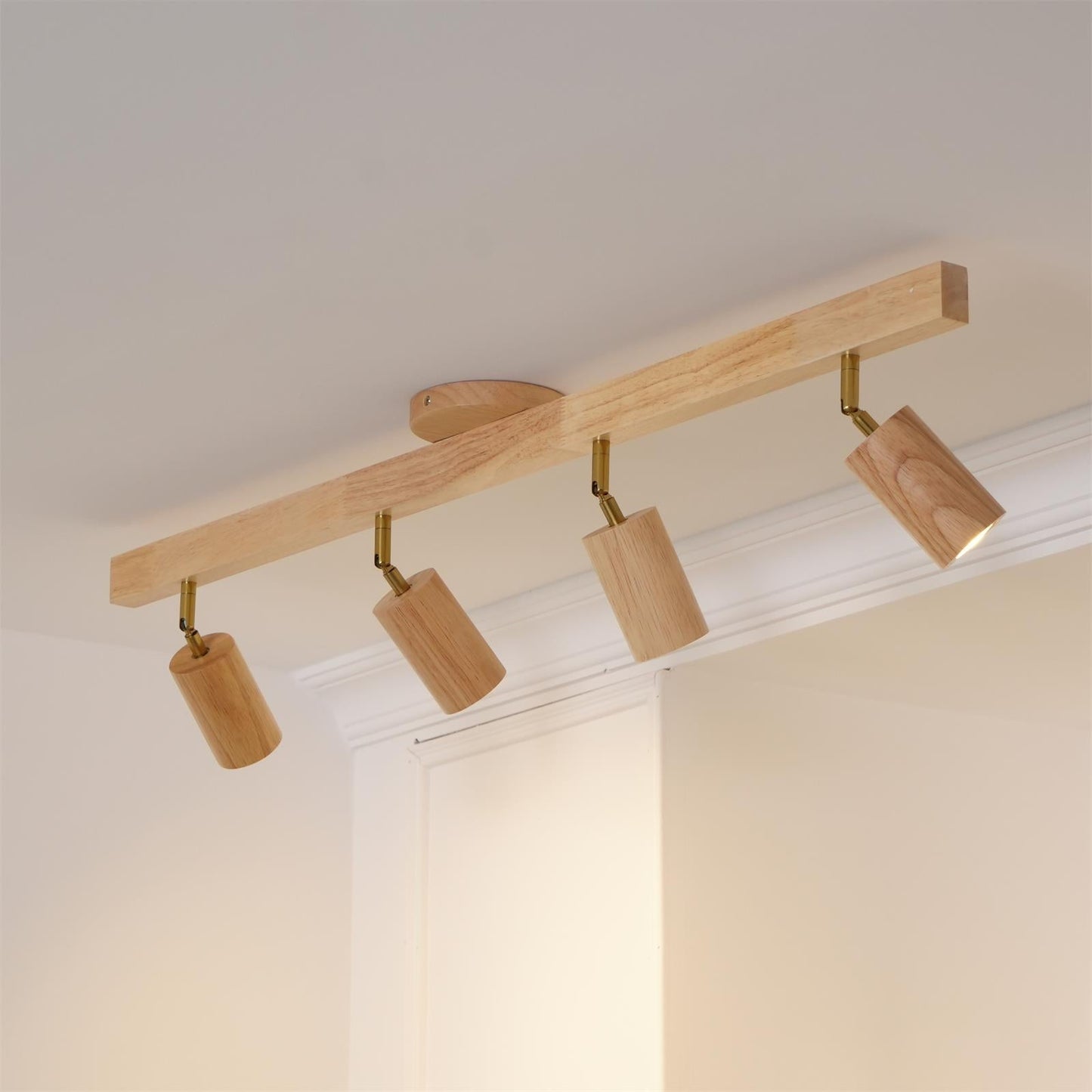 Orya - Houten Plafondlamp met Verstelbare Spots