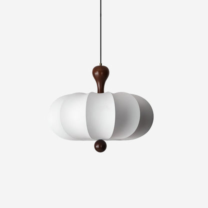 Miora - Hanglamp met Walnoot Detail en Stoffen Kap