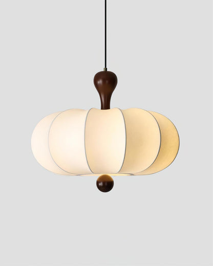 Miora - Hanglamp met Walnoot Detail en Stoffen Kap