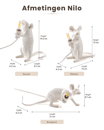 Nilo - Muis Tafellamp van Resin LED Nachtlampje