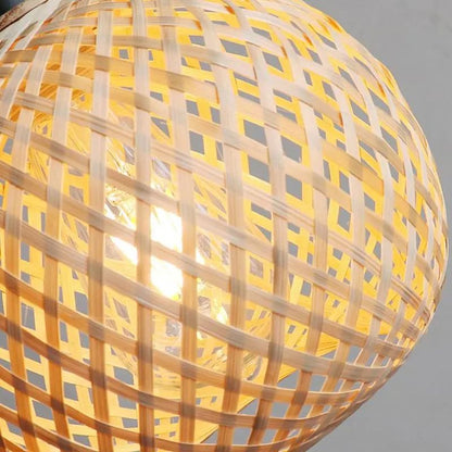 Nima - Ronde Handgeweven Bamboe Wandlamp Boho