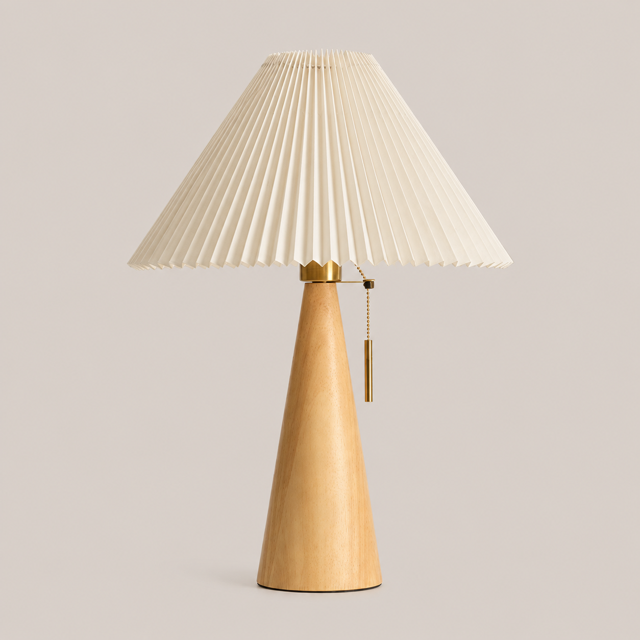 Nura – Houten Tafellamp met Geplooide Kap