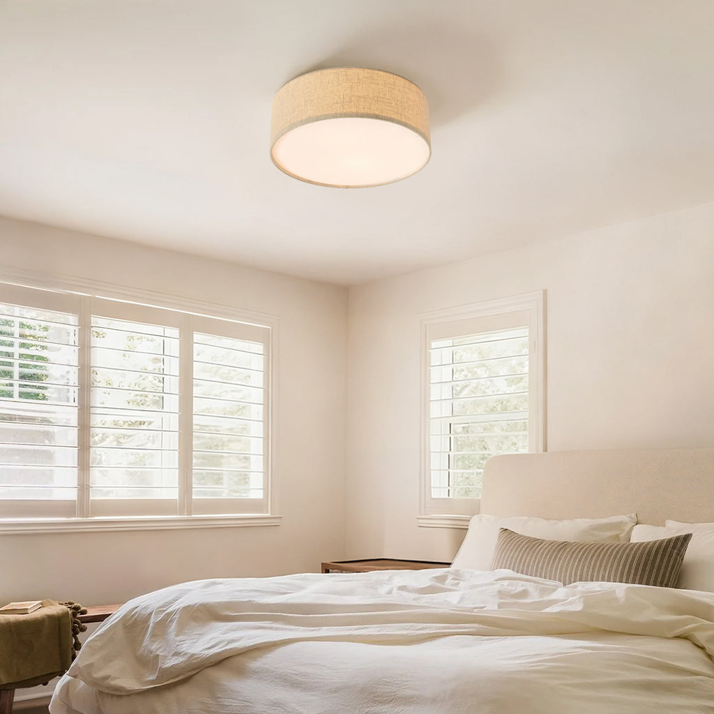 Nyra - Ronde Plafondlamp met Linnen Kap