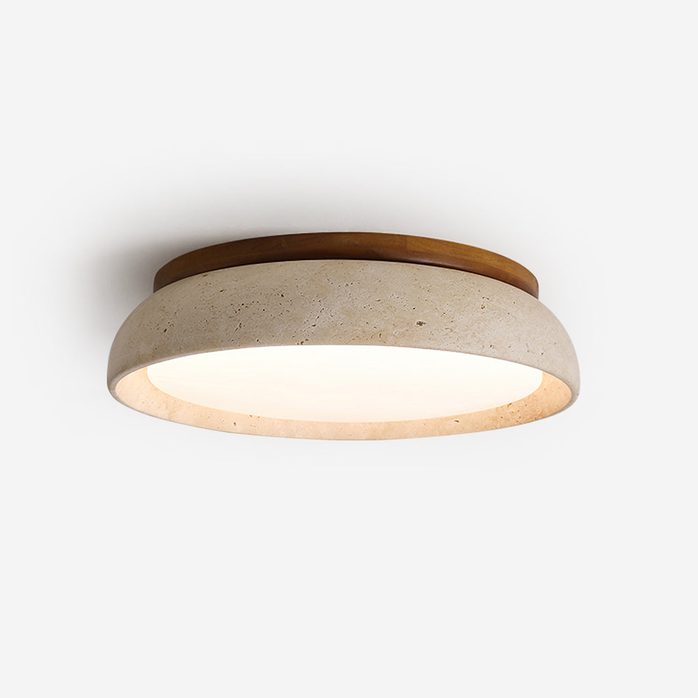 Enya - Travertin LED Plafondlamp met Hout