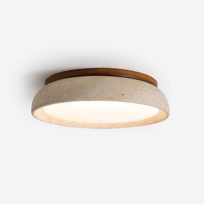 Enya - Travertin LED Plafondlamp met Hout