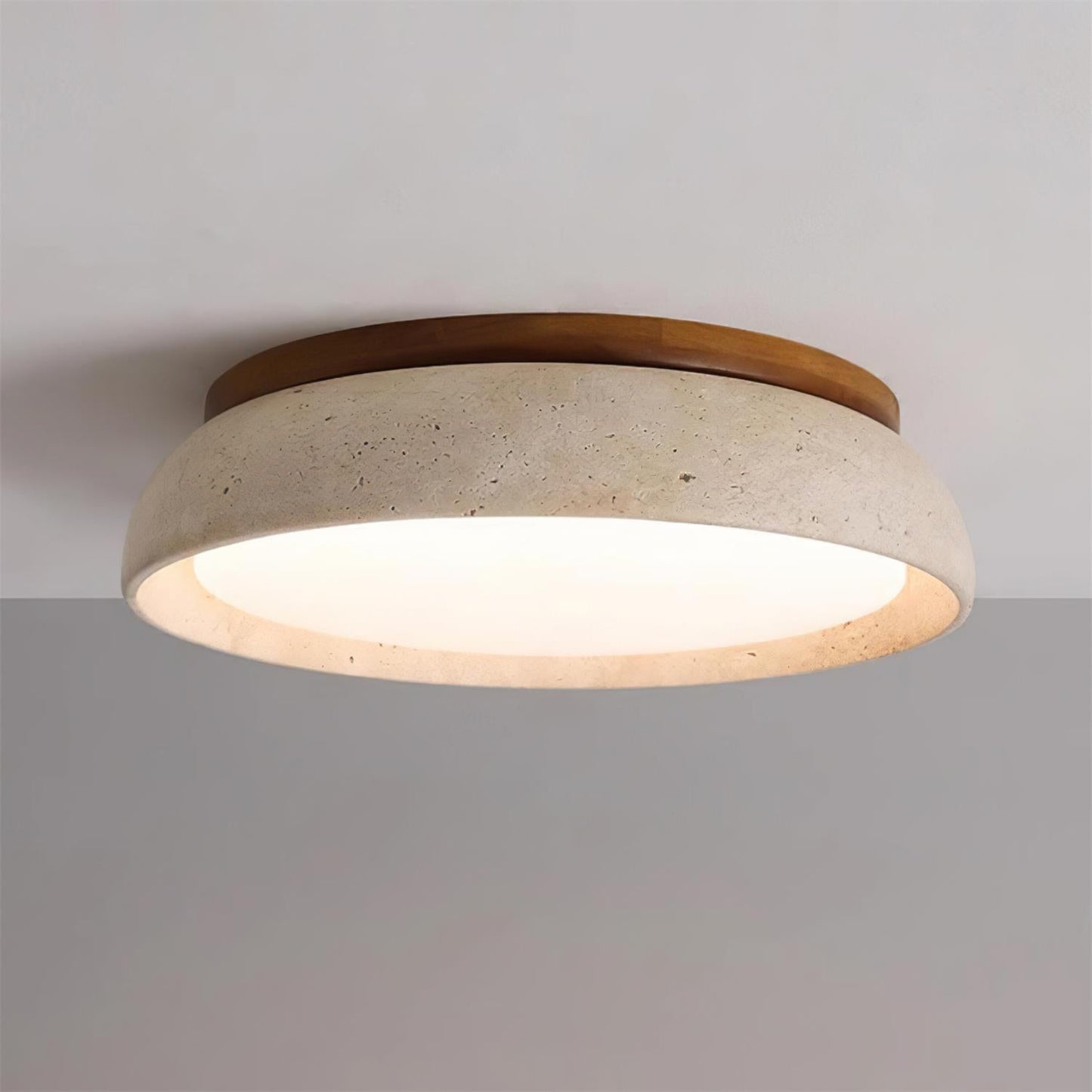 Enya - Travertin LED Plafondlamp met Hout