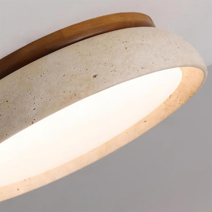 Enya - Travertin LED Plafondlamp met Hout