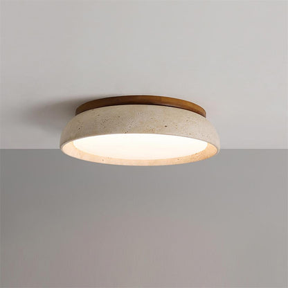 Enya - Travertin LED Plafondlamp met Hout