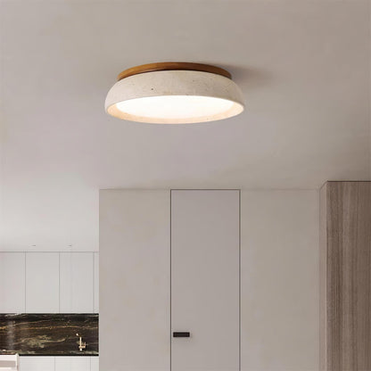 Enya - Travertin LED Plafondlamp met Hout