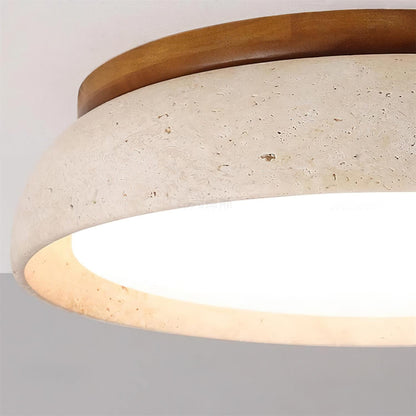 Enya - Travertin LED Plafondlamp met Hout