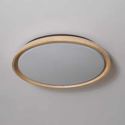 Enya - Travertin LED Plafondlamp met Hout