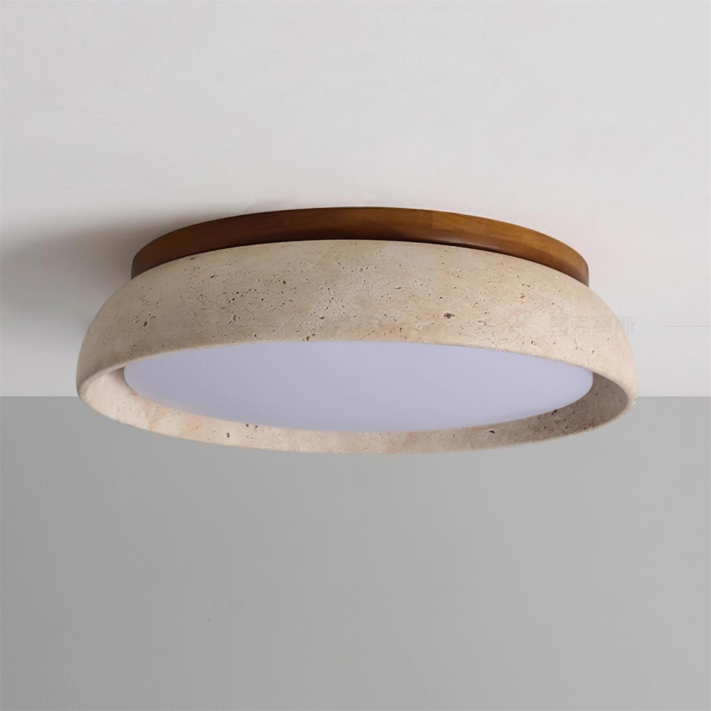 Enya - Travertin LED Plafondlamp met Hout