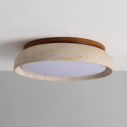 Enya - Travertin LED Plafondlamp met Hout