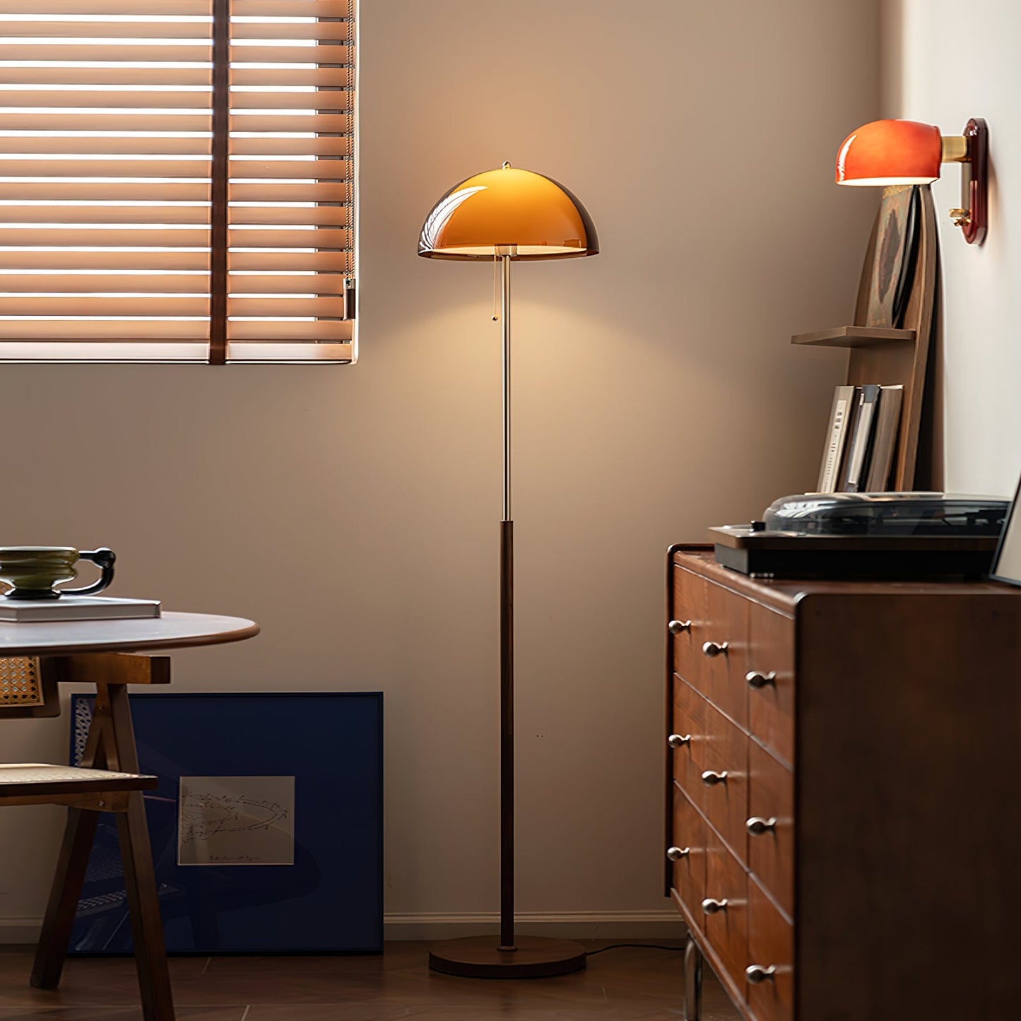 Selmi - Retro Vloerlamp Amber Glas