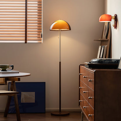 Selmi - Retro Vloerlamp Amber Glas