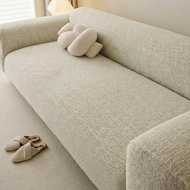 Svea - Chenille Elastische Bankhoes Volledige Bescherming