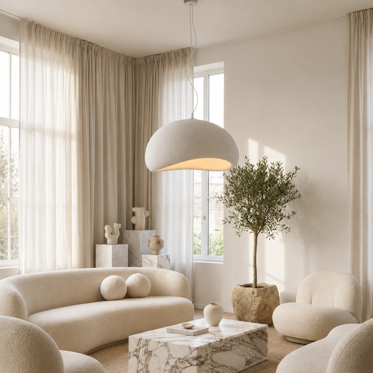 Suna - Ronde Hanglamp Japandi Wabi Sabi Stijl