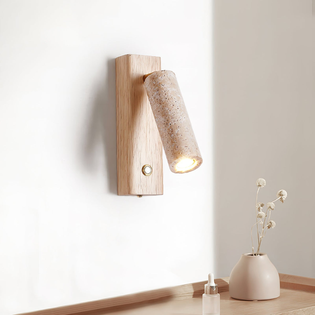 Tiva - Wandlamp Travertin Spot Verstelbaar Japandi