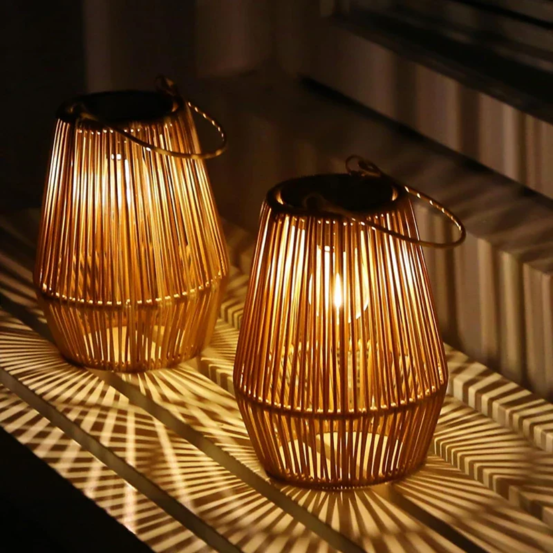 Dura - Handgemaakte Solar Rotan Tuinlantaarn