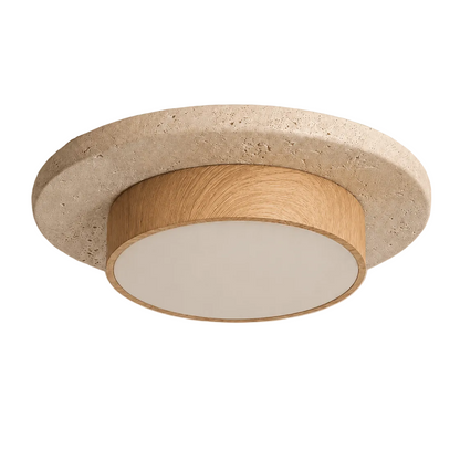 Vaelo - LED Plafondlamp Travertijn en Hout