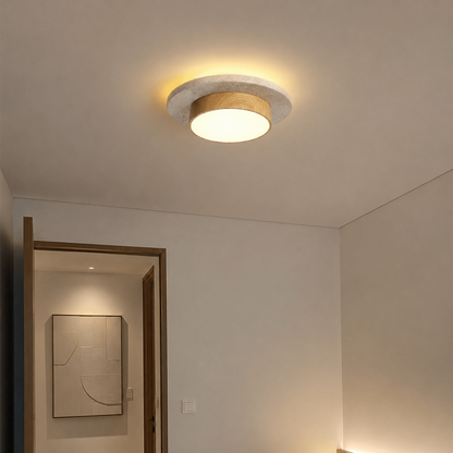 Vaelo - LED Plafondlamp Travertijn en Hout