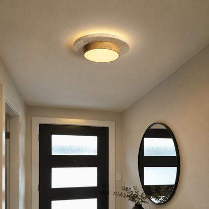 Vaelo - LED Plafondlamp Travertijn en Hout