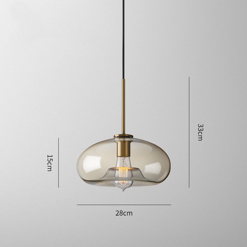 Vaska - Ovale Glazen Hanglamp Cognac Vintage